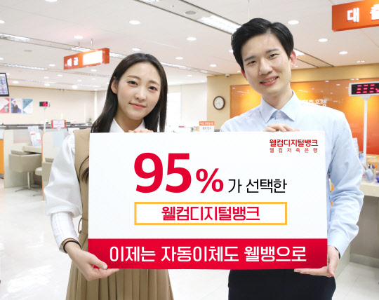 자동이체통합관리 서비스 시행 후 첫달인 6월 한달 간 저축은행으로 이동한 고객의 계좌이동건 중 95%가 웰컴저축은행 웰컴디지털뱅크(웰뱅)을 선택했다. <웰컴저축은행 제공>